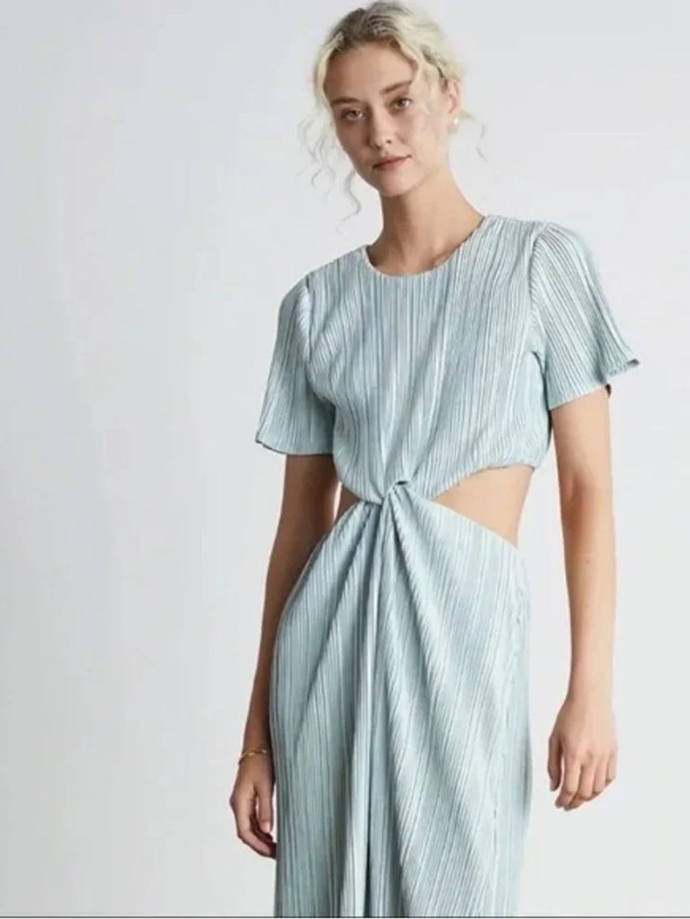 Who What Wear The Collection Tie-Front Dress in Light Sage